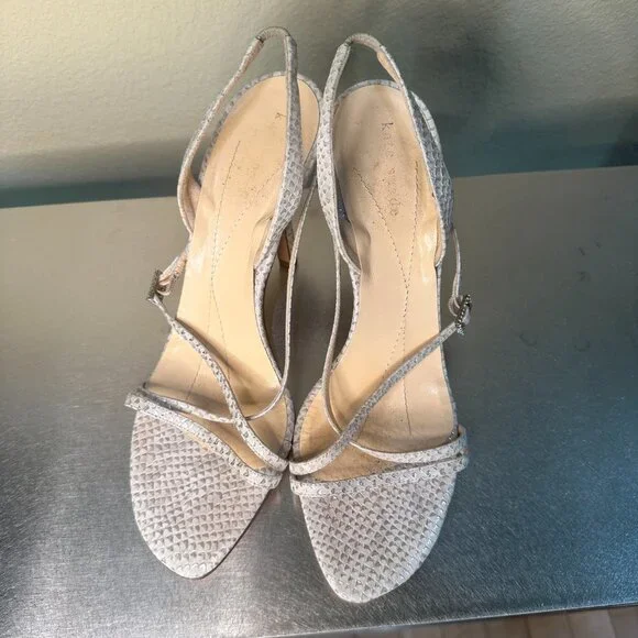 RARE!!! KATE SPADE Bow Detail Metallic Snake Skin Strappy Heels Sandals size 8 - Picture 12 of 16